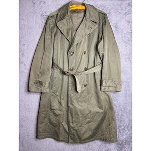 Vintage 1953 US Army OG 107 Overcoat Korean War Era Med Military Coat Belted